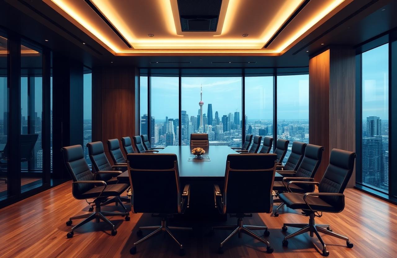 Corporate boardroom overlooking the Toronto skyline